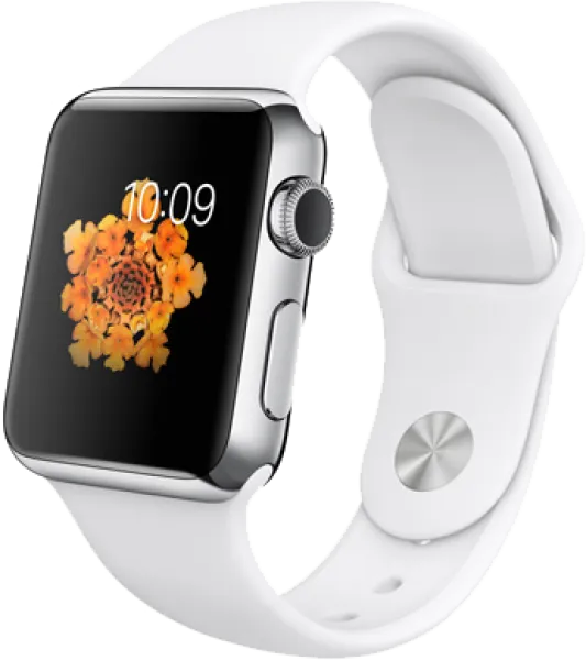 Apple Watch (38 mm) Paslanmaz çelik Kasa ve Beyaz Spor Kordon Akıllı Saat