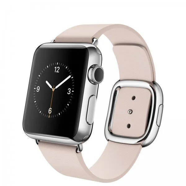 Apple Watch (38 mm) Paslanmaz çelik Kasa ve Modern Tokalı Açık Pembe Kayış (Small) Akıllı Saat