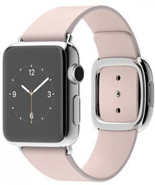 Apple Watch (38 mm) Paslanmaz çelik Kasa ve Modern Tokalı Açık Pembe Kayış (Medium) Akıllı Saat