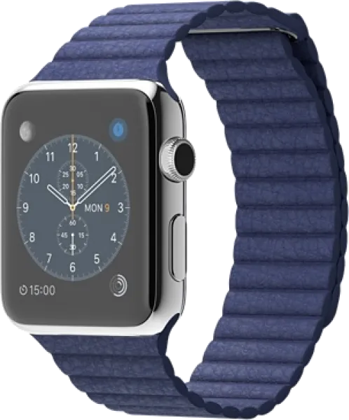 Apple Watch (42 mm) Paslanmaz çelik Kasa ve Parlak Mavi Deri Loop Akıllı Saat