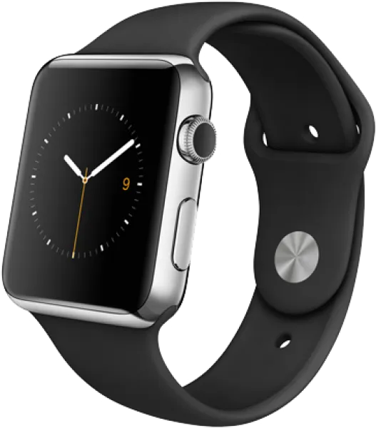 Apple Watch (42 mm) Paslanmaz çelik Kasa ve Siyah Spor Kordon Akıllı Saat