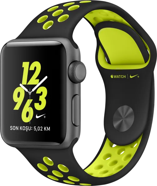 Apple Watch Nike+ Series 2 (38 mm) Uzay Grisi Alüminyum Kasa ve Siyah/Volt Nike Spor Kordon Akıllı Saat