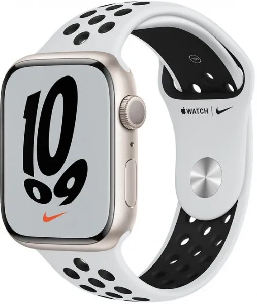 Apple Watch Nike Series 7 41mm Yıldız Işığı Alüminyum Kasa ve Nike Spor Kordon (MKN33TU/A) Akıllı Saat