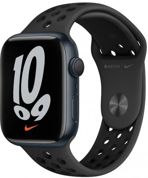 Apple Watch Nike Series 7 45mm Gece Yarısı Alüminyum Kasa ve Nike Spor Kordon (MKNC3TU/A) Akıllı Saat