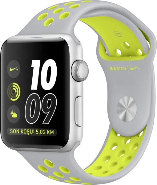 Apple Watch Nike+ Series 2 (42 mm) Gümüş Rengi Alüminyum Kasa ve Mat Gümüş/Volt Nike Spor Kordon Akıllı Saat