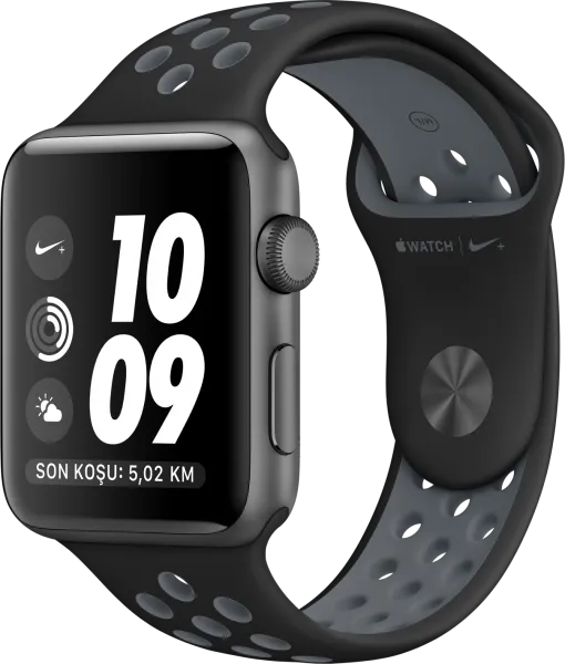 Apple Watch Nike+ Series 2 (42 mm) Uzay Grisi Alüminyum Kasa ve Siyah/Soğuk Gri Nike Spor Kordon Akıllı Saat