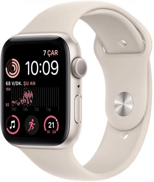 Apple Watch SE 2 (2022) 44mm Yıldız Işığı Alüminyum Kasa ve Spor Kordon (MNJX3TU/A) Akıllı Saat