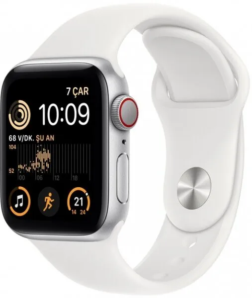 Apple Watch SE 2 (2022) Cellular 40mm Gümüş Rengi Alüminyum Kasa ve Spor Kordon (MNPP3TU/A) Akıllı Saat
