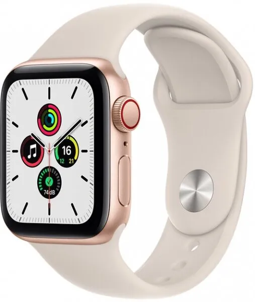 Apple Watch SE Cellular (40mm) Altın Alüminyum Kasa ve Yıldız Işığı Spor Kordon (MKQX3TU/A) Akıllı Saat