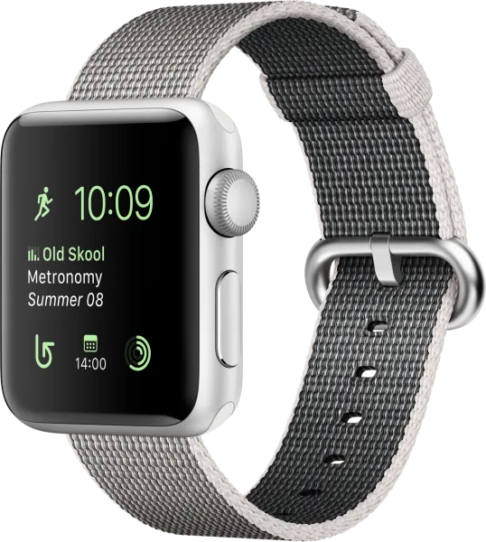 Apple Watch Series 2 (38 mm) Gümüş Rengi Alüminyum Kasa ve Naylon Örme İnci Grisi Kordon Akıllı Saat