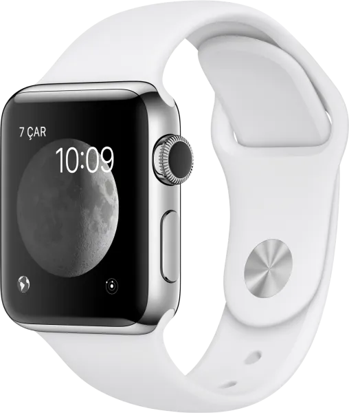 Apple Watch Series 2 (38 mm) Paslanmaz çelik Kasa ve Beyaz Spor Kordon Akıllı Saat