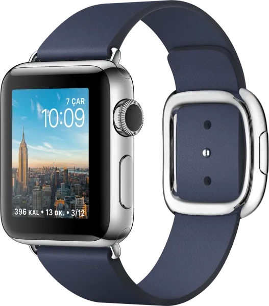 Apple Watch Series 2 (38 mm) Paslanmaz çelik Kasa ve Modern Tokalı Gece Mavisi Kayış - Orta Boy Akıllı Saat