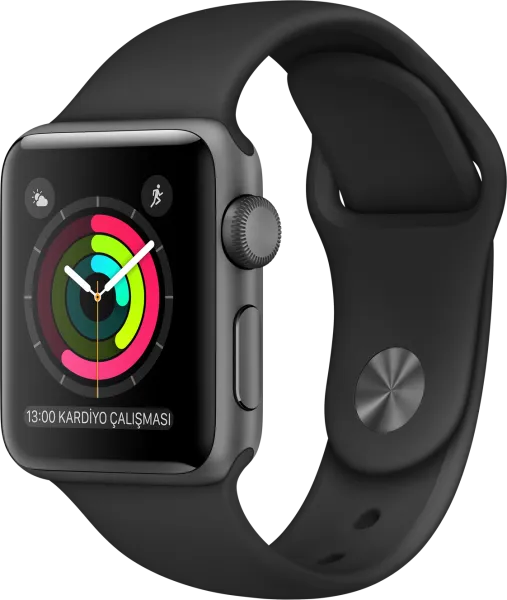 Apple Watch Series 2 (38 mm) Uzay Grisi Alüminyum Kasa ve Siyah Spor Kordon Akıllı Saat