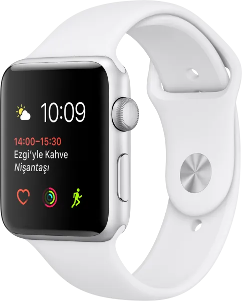 Apple Watch Series 2 (42 mm) Gümüş Rengi Alüminyum Kasa ve Beyaz Spor Kordon Akıllı Saat