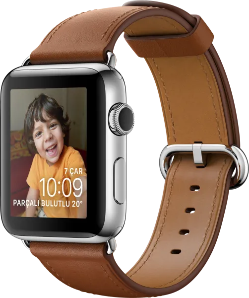 Apple Watch Series 2 (42 mm) Paslanmaz çelik Kasa ve Klasik Tokalı Klasik Kahve Kayış Akıllı Saat