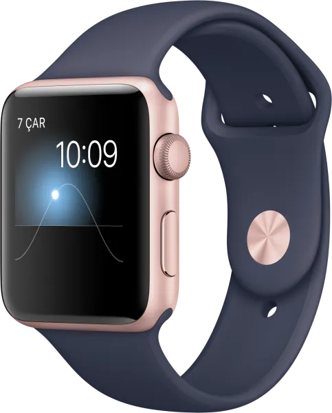 Apple Watch Series 2 (42 mm) Roze Altın Rengi Alüminyum Kasa ve Gece Mavisi Spor Kordon Akıllı Saat