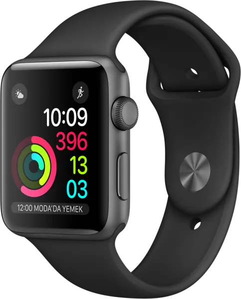 Apple Watch Series 2 (42 mm) Uzay Grisi Alüminyum Kasa ve Siyah Spor Kordon Akıllı Saat