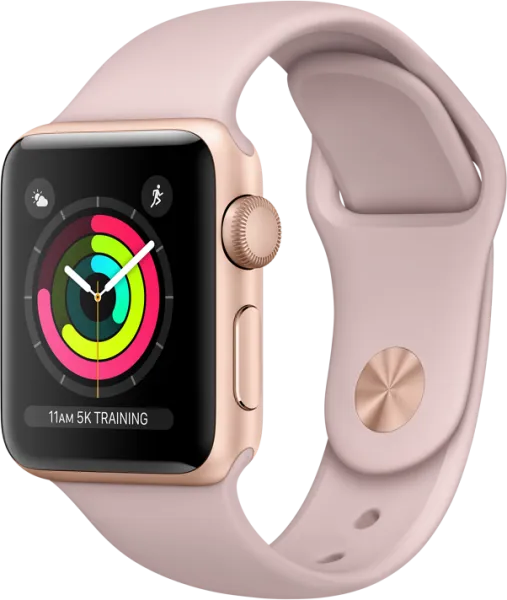 Apple Watch Series 3 GPS (38 mm) Altın Rengi Alüminyum Kasa ve Kum Pembesi Spor Kordon Akıllı Saat