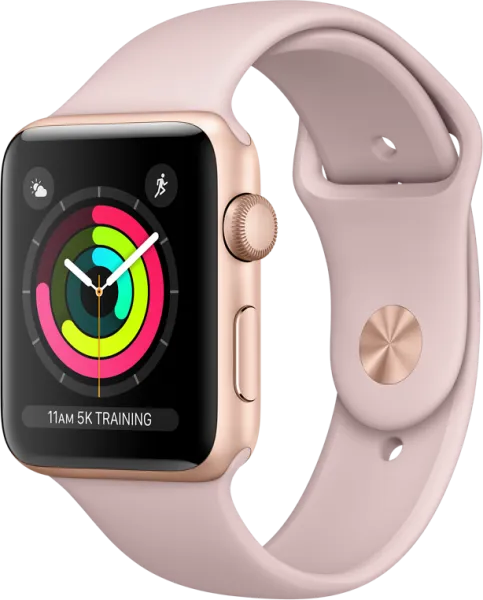 Apple Watch Series 3 GPS (42 mm) Altın Rengi Alüminyum Kasa ve Kum Pembesi Spor Kordon Akıllı Saat