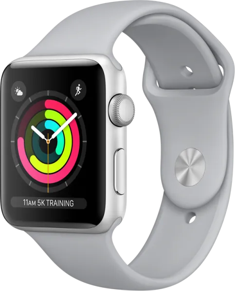 Apple Watch Series 3 GPS (42 mm) Gümüş Rengi Alüminyum Kasa ve Puslu Gri Spor Kordon Akıllı Saat