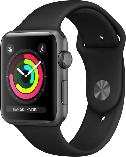 Apple Watch Series 3 GPS (42 mm) Uzay Grisi Alüminyum Kasa ve Siyah Spor Kordon Akıllı Saat
