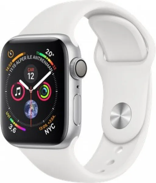 Apple Watch Series 4 (40 mm) Gümüş Rengi Alüminyum Kasa ve Beyaz Spor Kordon Akıllı Saat
