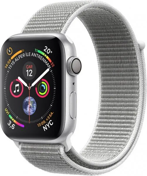Apple Watch Series 4 (44 mm) Gümüş Rengi Alüminyum Kasa ve Deniz Kabuğu Spor Loop Akıllı Saat