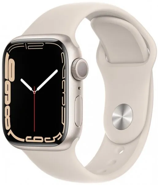 Apple Watch Series 7 45mm Yıldız Işığı Alüminyum Kasa ve Spor Kordon (MKN63TU/A) Akıllı Saat