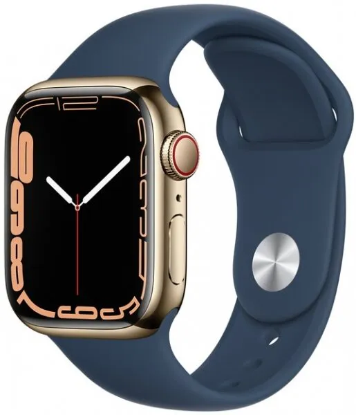 Apple Watch Series 7 Cellular 41mm Altın Rengi Paslanmaz çelik Kasa ve Koyu Abis Spor Kordon (MN9K3TU/A) Akıllı Saat