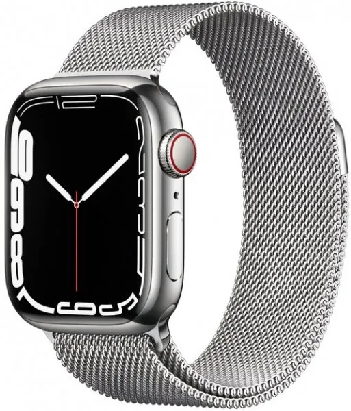 Apple Watch Series 7 Cellular 41mm Gümüş Rengi Paslanmaz çelik Kasa ve Milano Loop (MKHX3TU/A) Akıllı Saat