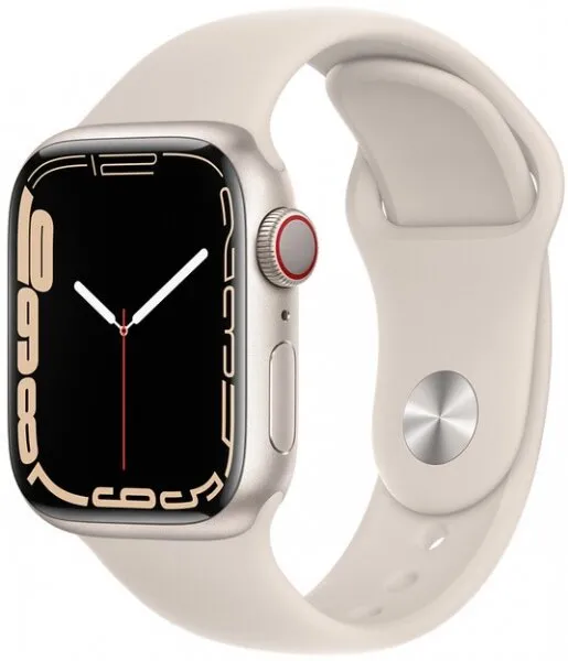 Apple Watch Series 7 Cellular 41mm Yıldız Işığı Alüminyum Kasa ve Spor Kordon (MKHR3TU/A) Akıllı Saat