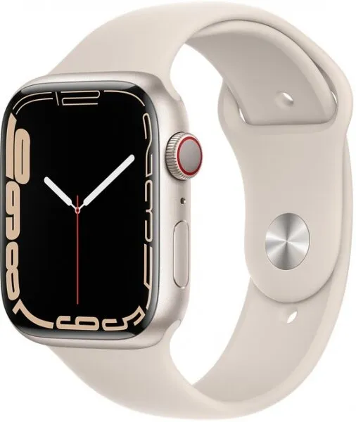 Apple Watch Series 7 Cellular 45mm Yıldız Işığı Alüminyum Kasa ve Spor Kordon (MKJQ3TU/A) Akıllı Saat