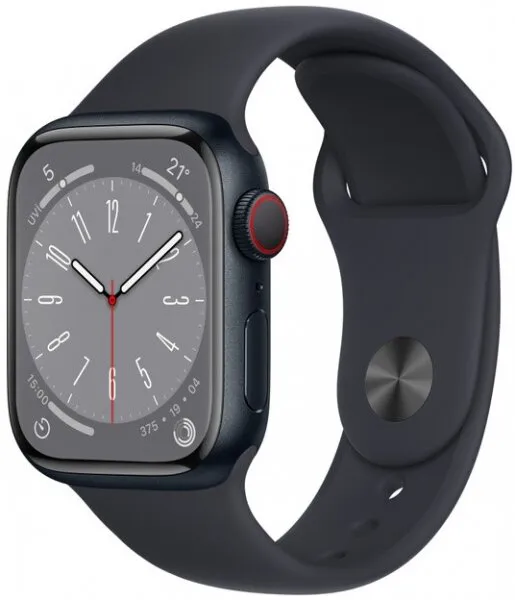 Apple Watch Series 8 Cellular 41mm Gece Yarısı Alüminyum Kasa ve Spor Kordon (MNHV3TU/A) Akıllı Saat