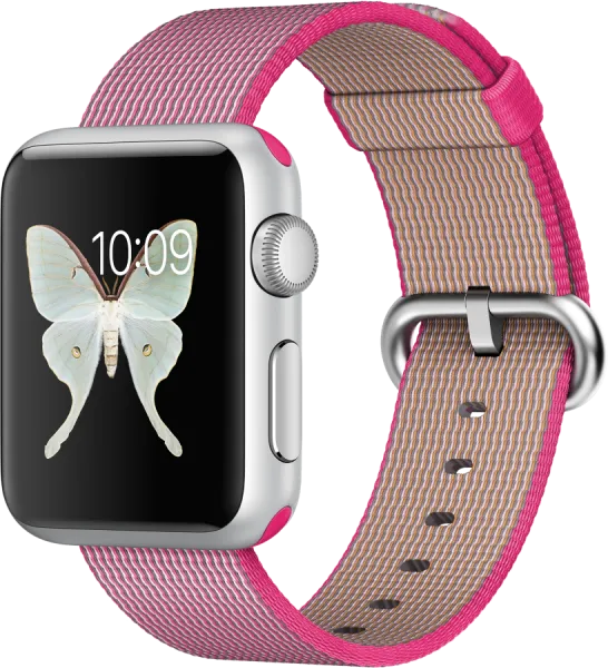Apple Watch Sport (38 mm) Gümüş Rengi Alüminyum Kasa ve Naylon Örme Pembe Kordon Akıllı Saat