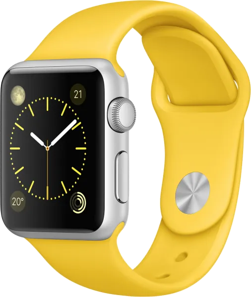 Apple Watch Sport (38 mm) Gümüş Rengi Alüminyum Kasa ve Sarı Spor Kordon Akıllı Saat