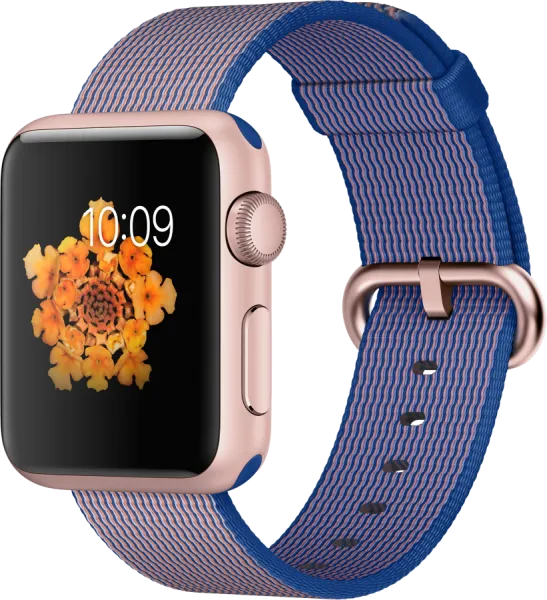 Apple Watch Sport (38 mm) Roze Altın Rengi Alüminyum Kasa ve Naylon Örme Kraliyet Mavisi Kordon Akıllı Saat