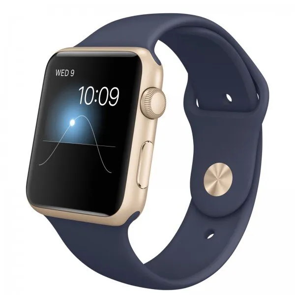 Apple Watch Sport (42 mm) Altın Rengi Alüminyum Kasa ve Gece Mavisi Spor Kordon Akıllı Saat