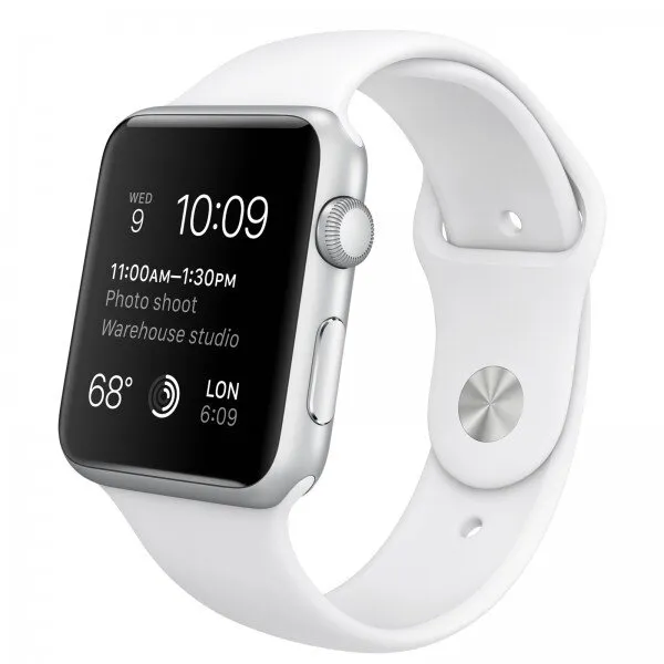 Apple Watch Sport (42 mm) Gümüş Rengi Alüminyum Kasa ve Beyaz Spor Kordon Akıllı Saat
