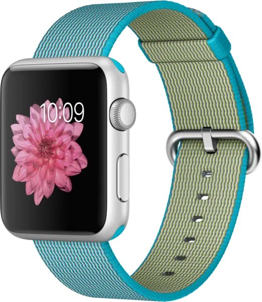 Apple Watch Sport (42 mm) Gümüş Rengi Alüminyum Kasa ve Naylon Örme Tropik Mavi Kordon Akıllı Saat
