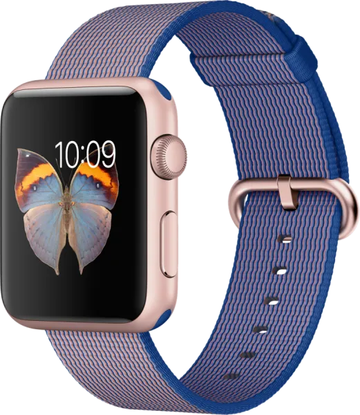 Apple Watch Sport (42 mm) Roze Altın Rengi Alüminyum Kasa ve Naylon Örme Kraliyet Mavisi Kordon Akıllı Saat