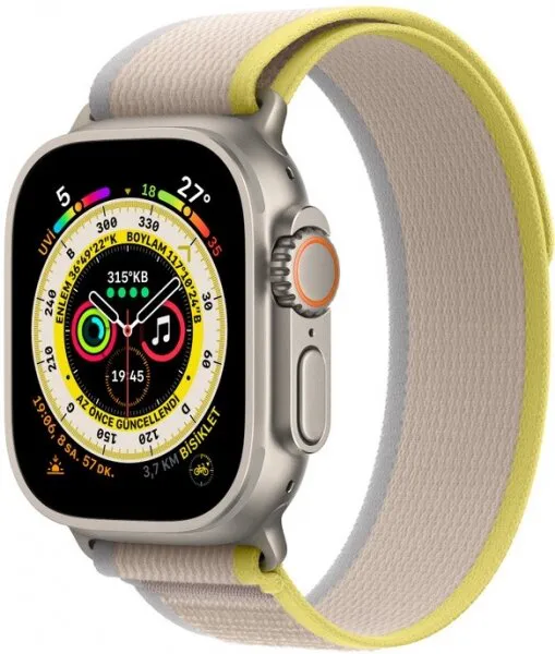 Apple Watch Ultra Titanyum Kasa ve Sarı/Bej Trail Loop Akıllı Saat