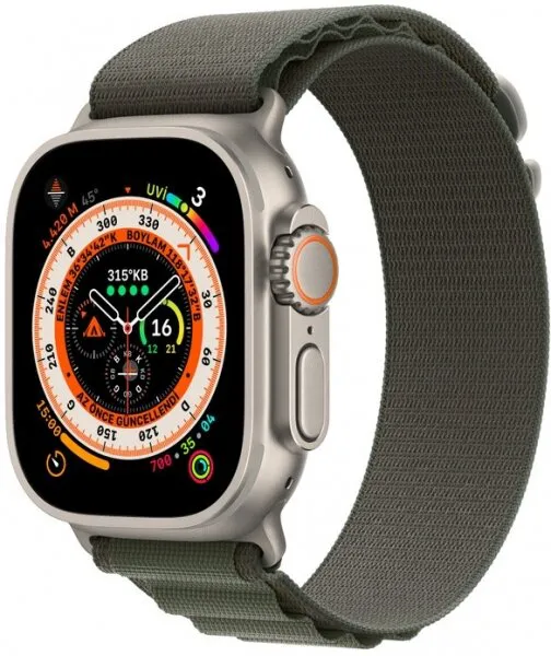 Apple Watch Ultra Titanyum Kasa ve Yeşil Alpine Loop Akıllı Saat