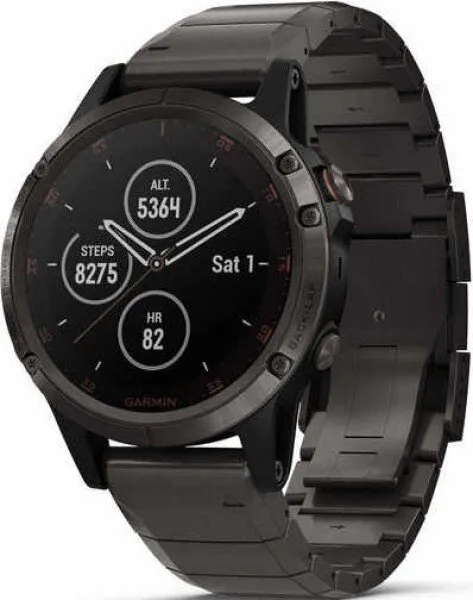 Garmin Fenix 5 Plus Sapphire Carbon Gray DLC Titanium Watch & Band Titanyum (010-01988-02) Akıllı Saat