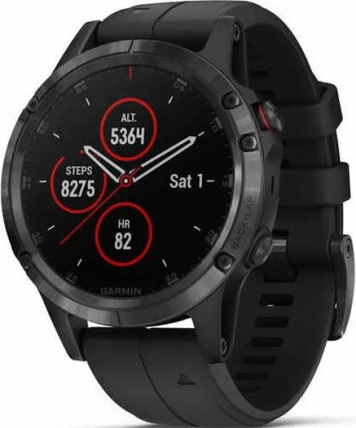 Garmin Fenix 5 Plus Sapphire Black with Black Band Silikon (010-01988-00) Akıllı Saat