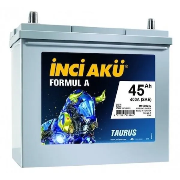 İnci Akü Formul A Taurus Ters Kutup 12V 45Ah Akü