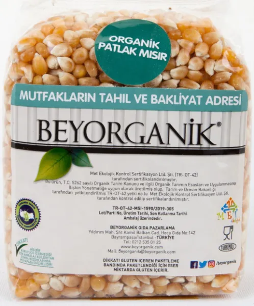 Beyorganik Organik Patlak Mısır 1 kg Bakliyat