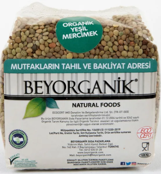 Beyorganik Organik Yeşil Mercimek Kır 1 kg Bakliyat