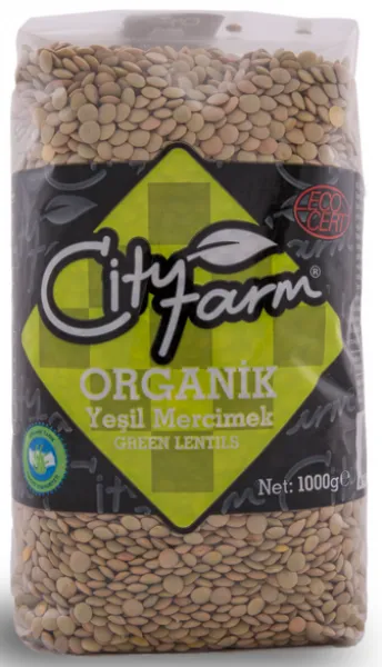 City Farm Organik Yeşil Mercimek 1 kg Bakliyat