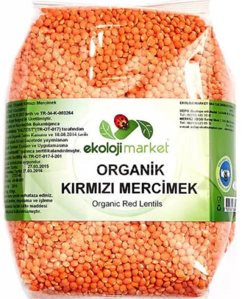 Ekoloji Market Organik Kırmızı Mercimek 1 kg Bakliyat