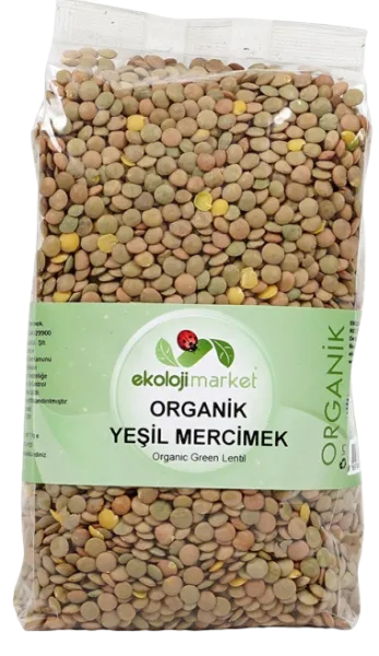 Ekoloji Market Organik Yeşil Mercimek 1 kg Bakliyat